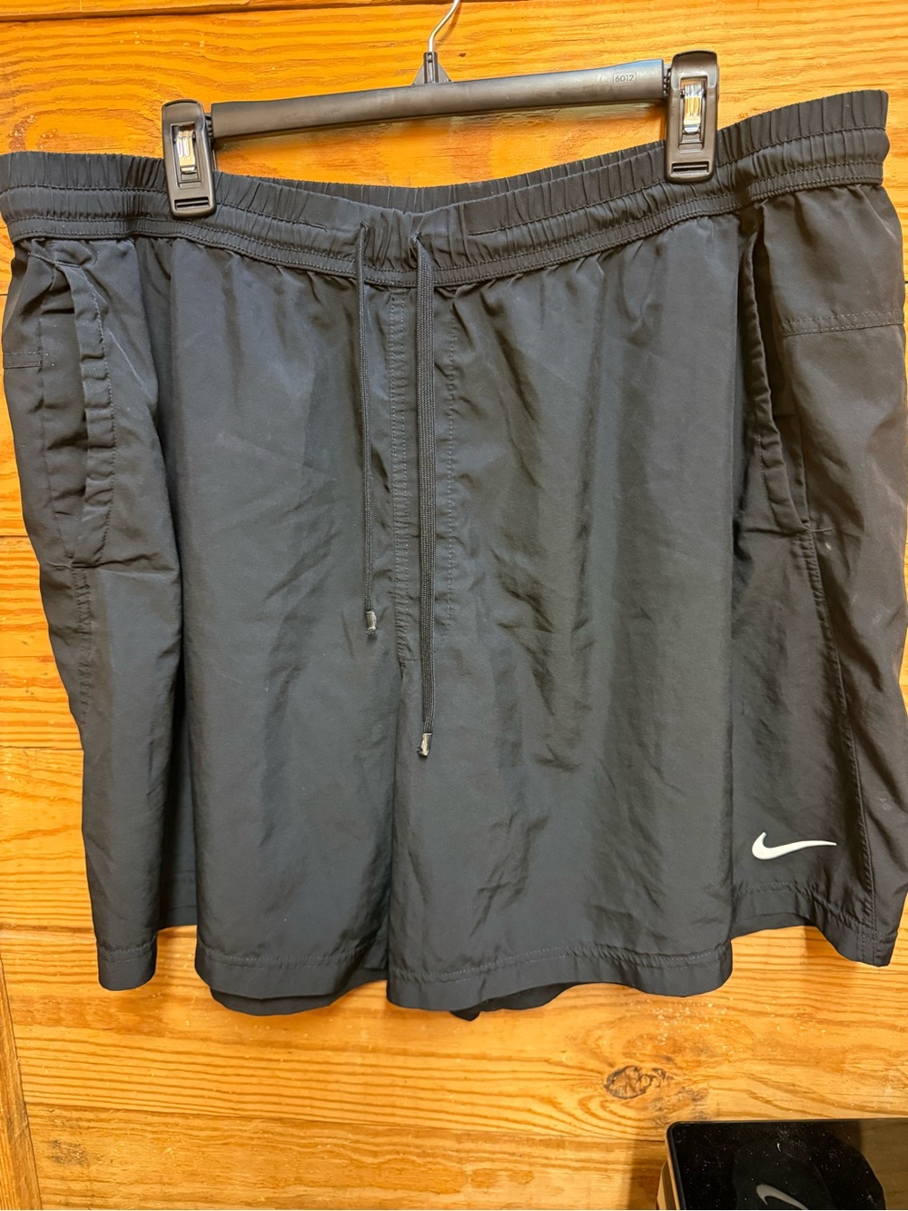 Nike Men’s Black Athletic Shorts with White Swoosh